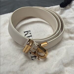 Khaite Bambi Elegant off White / cream Belt with Gold Accents